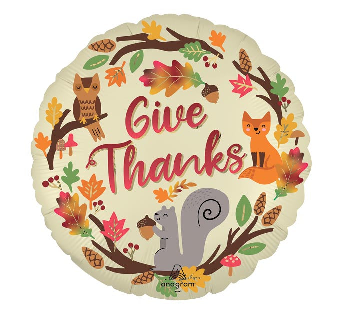 17-Inch Satin Give Thanks Balloon – Available for delivery in Atlanta or pickup in Sandy Springs