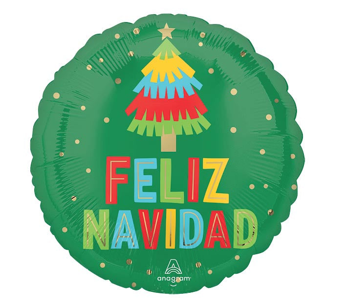 17" Feliz Navidad Tree Balloon – Available for delivery in Atlanta or pickup in Sandy Springs