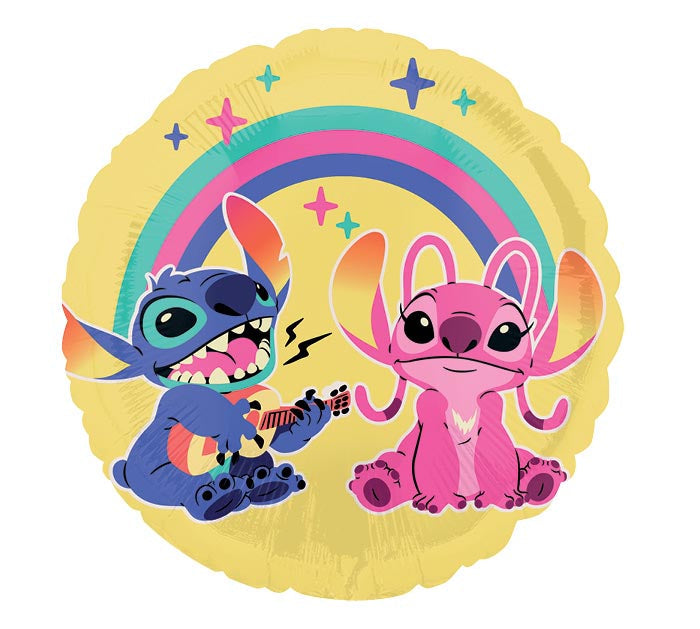 17" Lilo & Stitch themed foil balloon, fully inflated with helium, ribbon, and a weight for fast pickup in Sandy Springs near Atlanta.