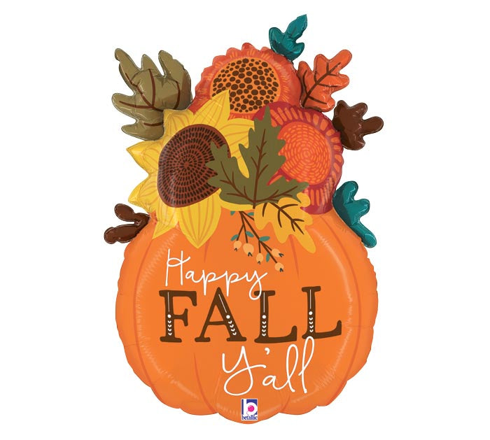 28-Inch Fall Floral Pumpkin Balloon – Available for delivery in Atlanta or pickup in Sandy Springs