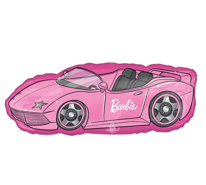 37" Barbie themed foil balloon, fully inflated with helium, ribbon, and a weight for fast pickup in Sandy Springs near Atlanta.