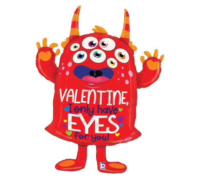 38" Valentine's Day Monster Eyes for You Balloon – Available for delivery in Atlanta or pickup in Sandy Springs