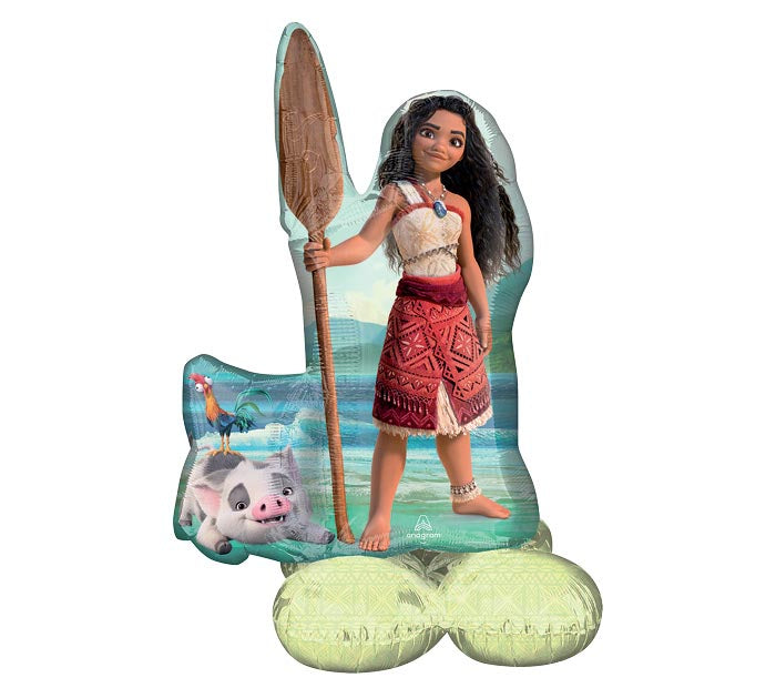 39" Moana 2 AirLoonz themed foil balloon, fully inflated with helium, ribbon, and a weight for fast pickup in Sandy Springs near Atlanta.