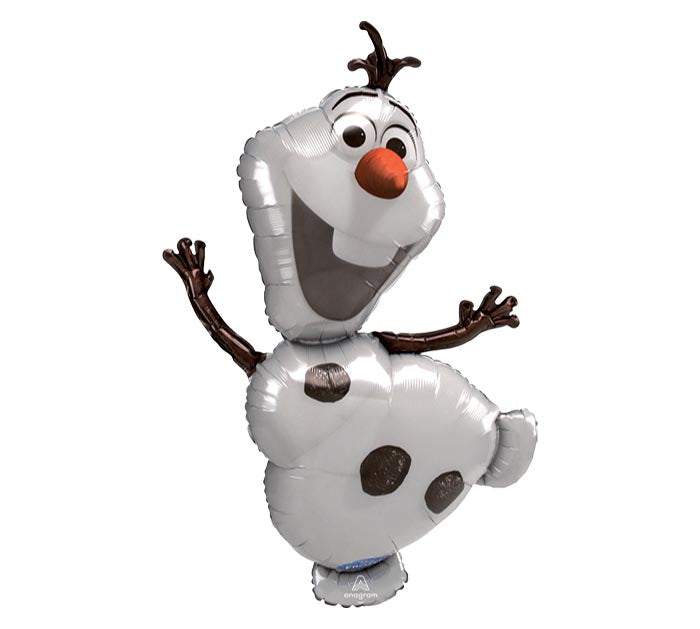 41" Frozen Olaf Airloonz themed foil balloon, fully inflated with helium, ribbon, and a weight for fast pickup in Sandy Springs near Atlanta.