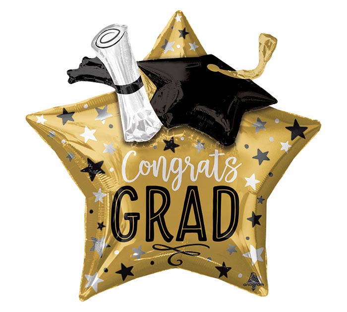 28" Graduation Star Gold Balloon