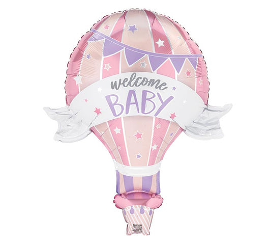 39" Pink Welcome Baby Hot Air Balloon