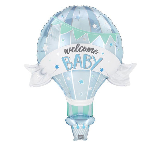 39" Blue Welcome Baby Hot Air Balloon