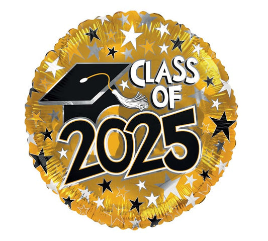 17" Class of 2025 Gold Balloon