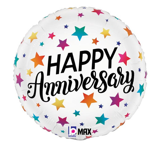 18" Happy Anniversary Colorful Balloon