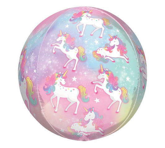 16" Unicorn themed foil balloon, fully inflated with helium, ribbon, and a weight for fast pickup in Sandy Springs near Atlanta.