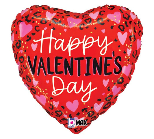 18" Cheetah Wild About You Heart Balloon – Available for delivery in Atlanta or pickup in Sandy Springs