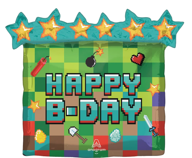 25" TNT Party Pixel Dynamite Balloon – Available for delivery in Atlanta or pickup in Sandy Springs