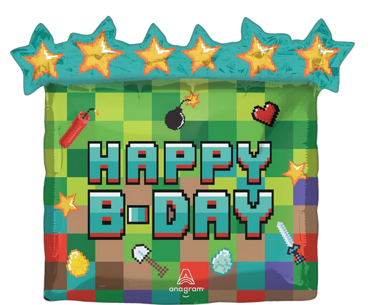 25" TNT Party Pixel Dynamite Balloon – Available for delivery in Atlanta or pickup in Sandy Springs