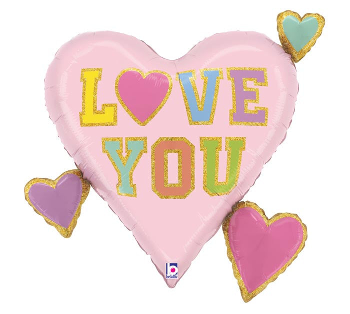 28" Valentine's Day Love You Patches Heart Balloon – Available for delivery in Atlanta or pickup in Sandy Springs