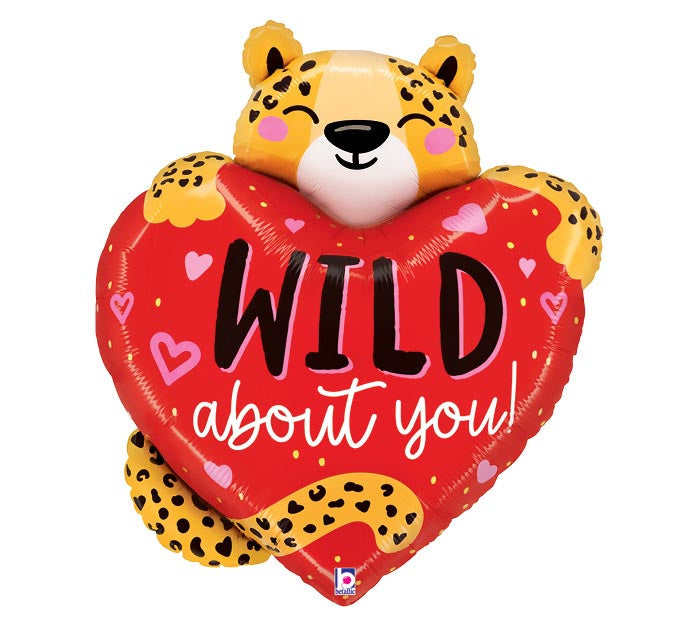29" Cheetah Wild About You Heart Balloon – Available for delivery in Atlanta or pickup in Sandy Springs