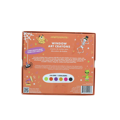 Back of the Monster Mash box showing the window art crayon colors