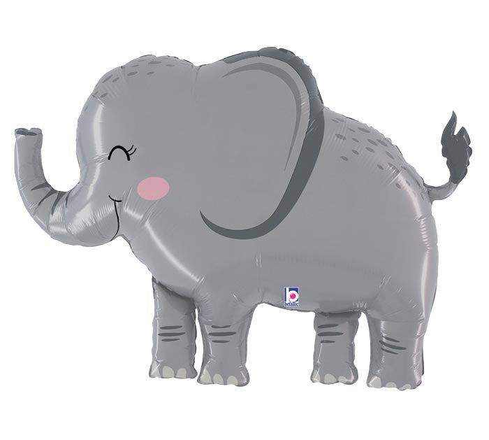 33" Jungle Elephant themed foil balloon, fully inflated with helium, ribbon, and a weight for fast pickup in Sandy Springs near Atlanta.