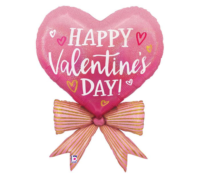 34" Valentine's Day Heart and Bow Balloon – Available for delivery in Atlanta or pickup in Sandy Springs
