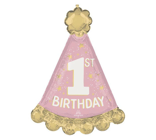 36" Little Miss 1st themed foil balloon, fully inflated with helium, ribbon, and a weight for fast pickup in Sandy Springs near Atlanta.