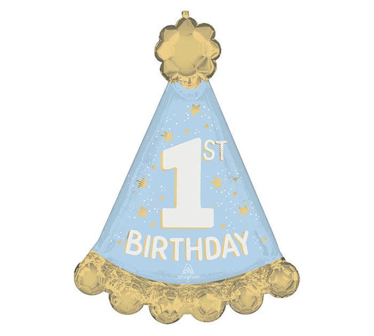 36" Little Mister 1st themed foil balloon, fully inflated with helium, ribbon, and a weight for fast pickup in Sandy Springs near Atlanta.