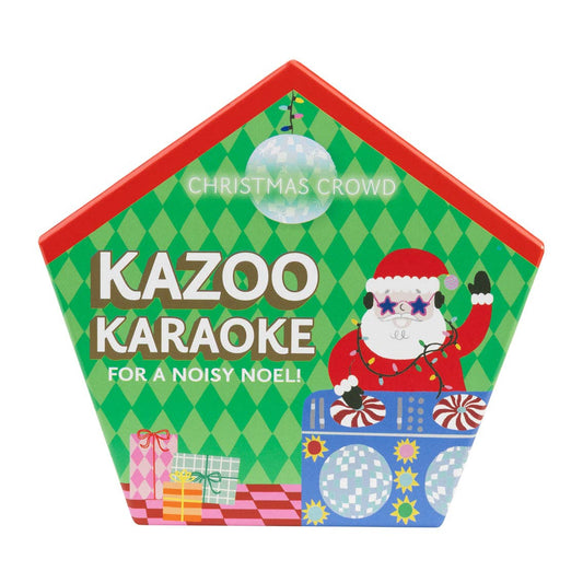 Front of the Kazoo Karaoke box showing Santa on a disco ball sleigh